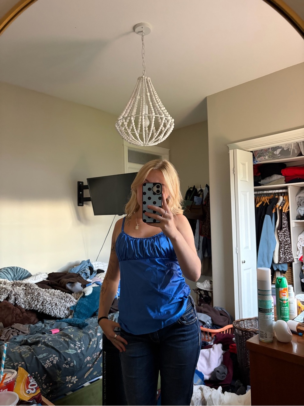 Vintage Le Chateau Blue Satin Cami Top - Women's Sleeveless Tank